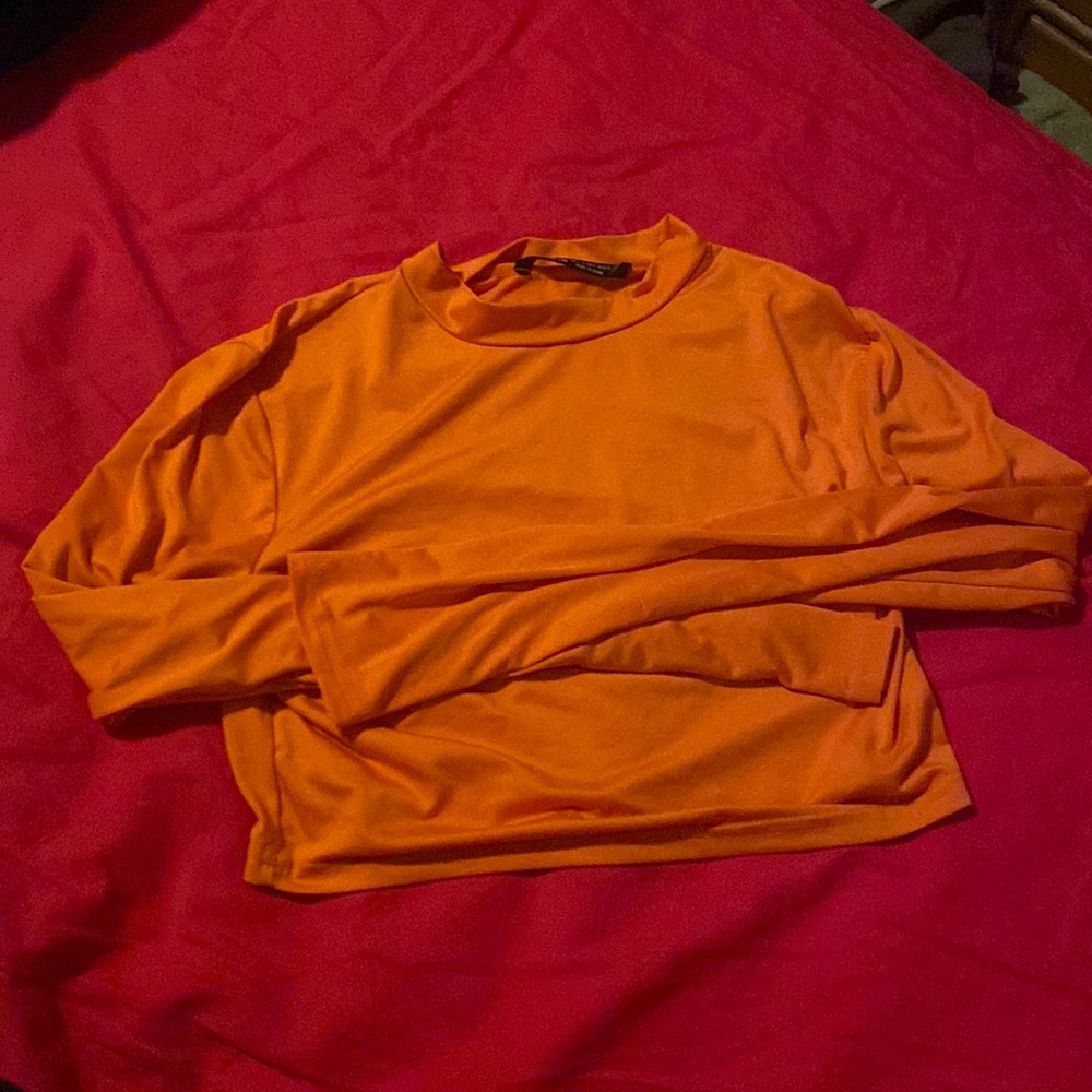 Cropped Orange Long Sleeve Shirt